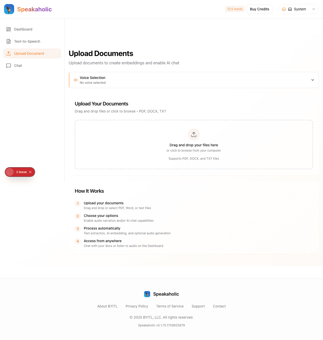Document to Speech UI